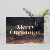 Starry Night Winter Sky Modern Elegant Chic 箔シーズンカード (立ち正面)