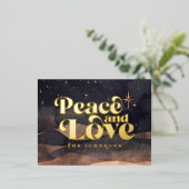 Starry Night Winter Sky Modern Elegant Chic 箔シーズンポストカード (立ち正面)