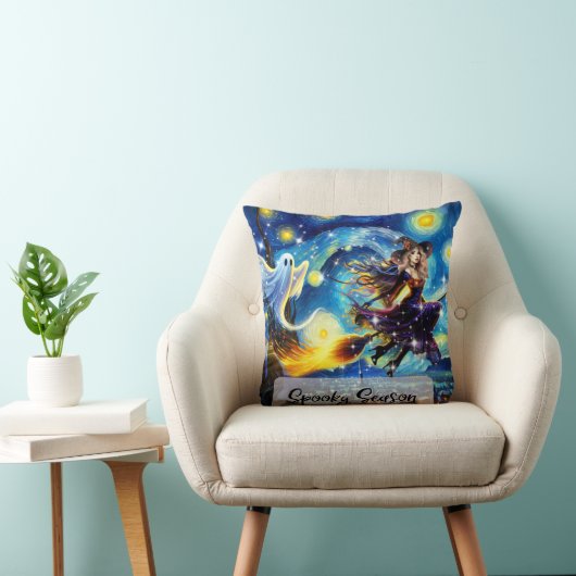 Starry Night Witchy Halloween Design クッション (椅子)