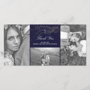 Starry Nights Navyと金ゴールド結婚ズ・サンキュー サンキューカード