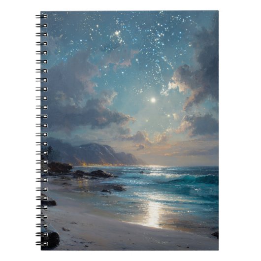 Starry Ocean Night Beach Notebook ノートブック (正面)
