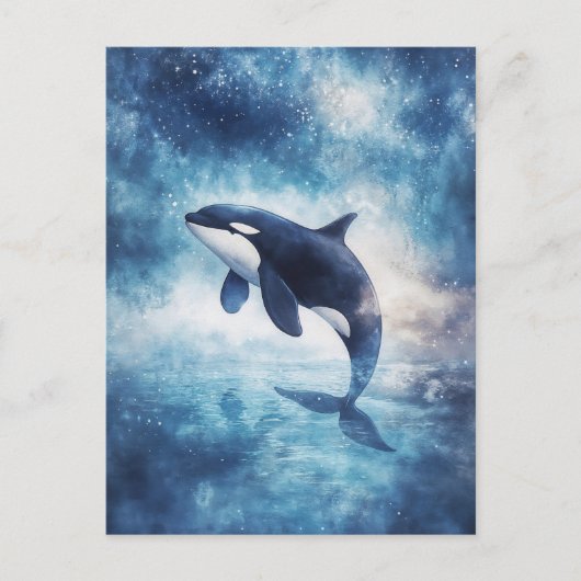 Starry Orca Whale Celestial Galaxy ポストカード (正面)