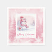 Starry Pinkmas Christmas Scene Napkins Kids Holida スタンダードカクテルナプキン (正面)