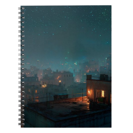 Starry Rooftop City Night Notebook ノートブック (正面)