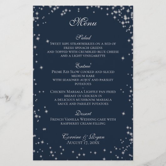 Starry Skyのディナ結婚ーメニュー (正面)
