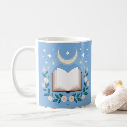 Starry Sky Moon Flowers Book Lover Classic Mug コーヒーマグカップ (ドーナツ)