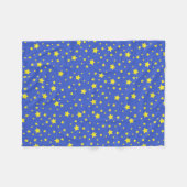 Starry Sky Yellow Stars Pretty Starlight Night フリースブランケット (正面(横))