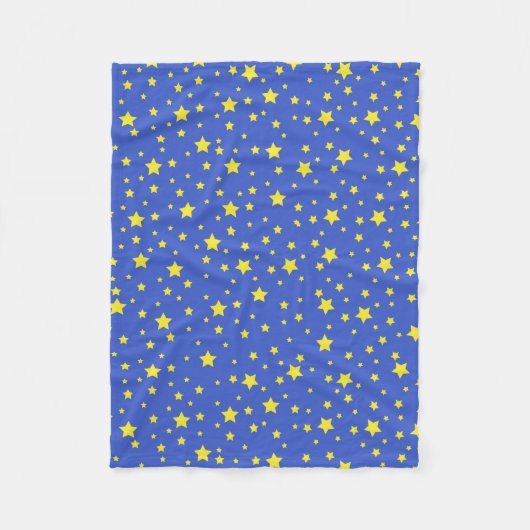 Starry Sky Yellow Stars Pretty Starlight Night フリースブランケット (正面)