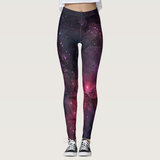 Starry Stars Outer Space Galaxy Planetary Pattern レギンス (正面)