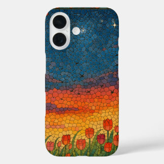 Starry Tulip Sunset Retro iPhone / iPad case iPhone 16ケース