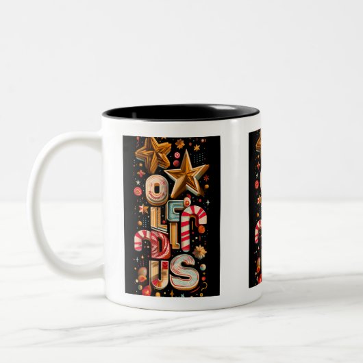 Starry Typography Coffee Mug – Holiday Edition ツートーンマグカップ (左)
