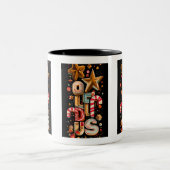 Starry Typography Coffee Mug – Holiday Edition ツートーンマグカップ (中央)