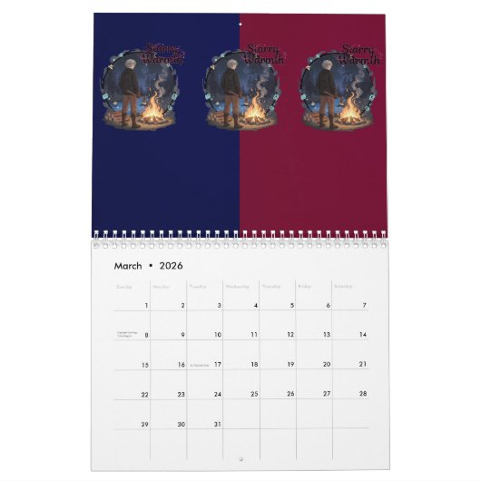 Starry Warmth - Lumberjack Anime Boy by Campfire カレンダー (3月 2026)
