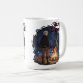 Starry Warmth - Lumberjack Anime Boy by Campfire コーヒーマグカップ (正面右)