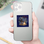 Starry Warmth - Lumberjack Anime Boy by Campfire シール (スマートフォン)