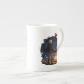 Starry Warmth - Lumberjack Anime Boy by Campfire ボーンチャイナマグカップ (正面右)