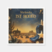 Starry Western Cowboy 1st Birthday Rodeo スタンダードカクテルナプキン (正面)