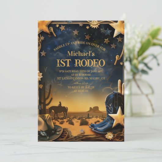 Starry Western Cowboy 1st Birthday Rodeo 招待状 (スタンド正面)