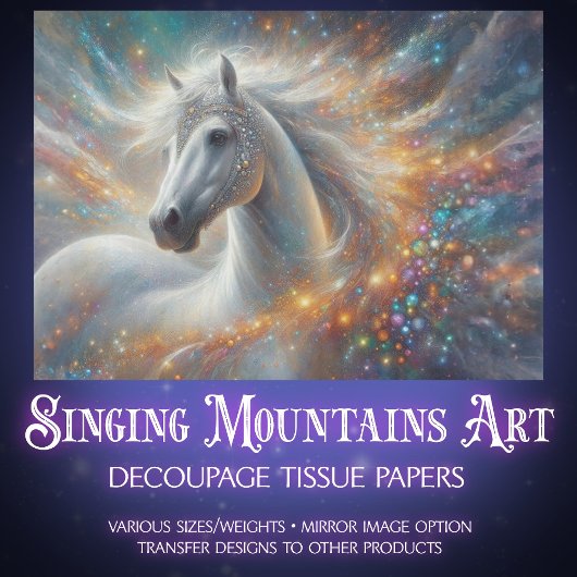 Starry White Horse Fantasy Craft Decoupage 薄葉紙