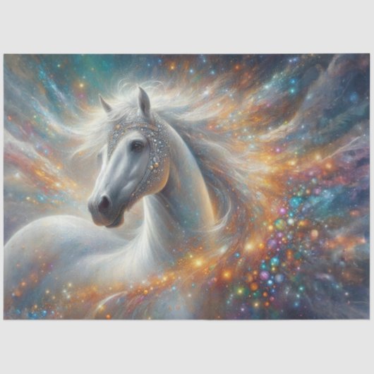 Starry White Horse Fantasy Craft Decoupage 薄葉紙 (正面)