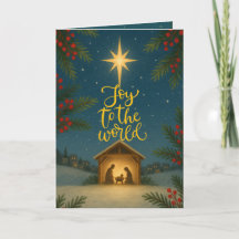 Starry Winter Night Nativity Christmas Card