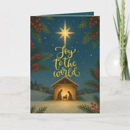 Starry Winter Night Nativity Christmas Card シーズンカード