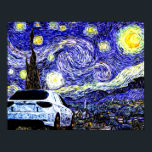 Starry WRX ポスター<br><div class="desc">Van Gogh's Starry Night with Kai Tuned Subaru WRX race car</div>