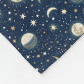 Stars and Moon Pattern フリースブランケット (角)