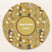 Stars and Sparkle Any Age Birthday Party ラウンドペーパーコースター (正面)