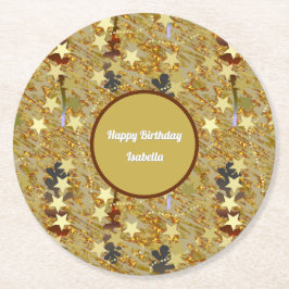 Stars and Sparkle Any Age Birthday Party ラウンドペーパーコースター