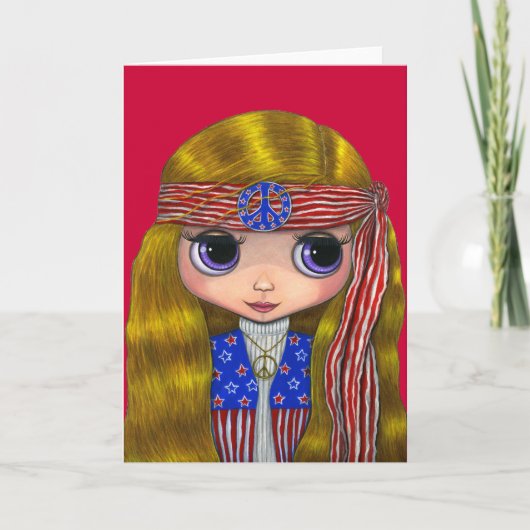 Stars and Stripes 4th of July Hippie Card カード (正面)