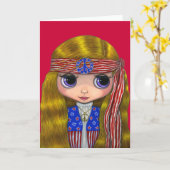 Stars and Stripes 4th of July Hippie Card カード (黄色い花)