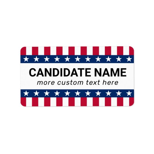 Stars and stripes any political campaign candidate ラベル (正面)