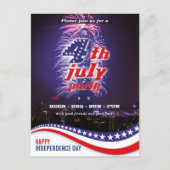 Stars and Stripes Fireworks 4th Of July Invite ポストカード (正面)