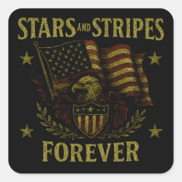 Stars and Stripes Forever - アメリカ国旗への誇り スクエアシール