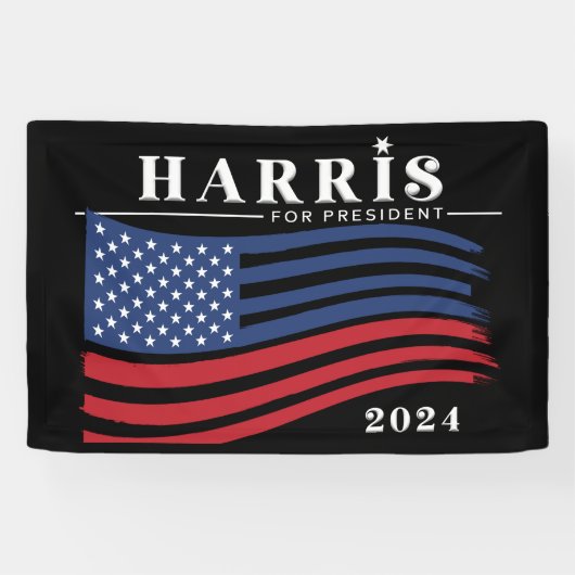 Stars and Stripes Harris for President 2024 横断幕 (横)