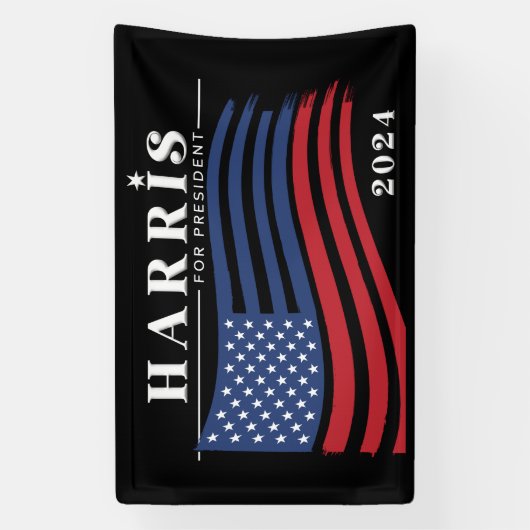 Stars and Stripes Harris for President 2024 横断幕 (縦)