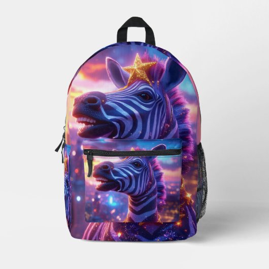 Stars And Stripes with Zebra Zanzibar Round Pillow プリントバックパック (正面)