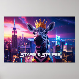 Stars And Stripes Zebra Zanzibar ポスター