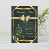 Stars Christmas Tree ,Bow Green Christmas Party 招待状 (スタンド正面)