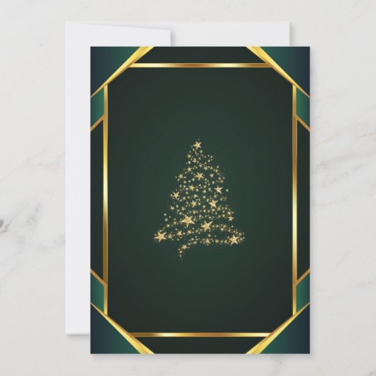 Stars Christmas Tree ,Bow Green Christmas Party 招待状 (裏面)
