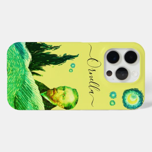 STARS elegant face VanGogh text editable yellow Case-Mate iPhoneケース (裏面 (横))
