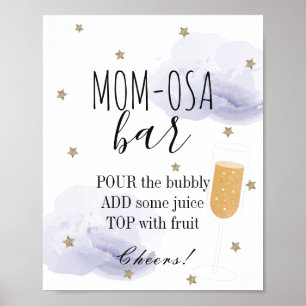 Stars & Lavender Clouds Baby Shower Mom-osa Bar ポスター