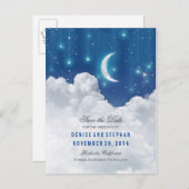 Stars & Moon Lights Save the Date Postcard 案内ポストカード (正面/裏面)