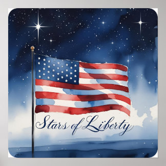 Stars of Liberty Waterカラーポスタープリント ポスター