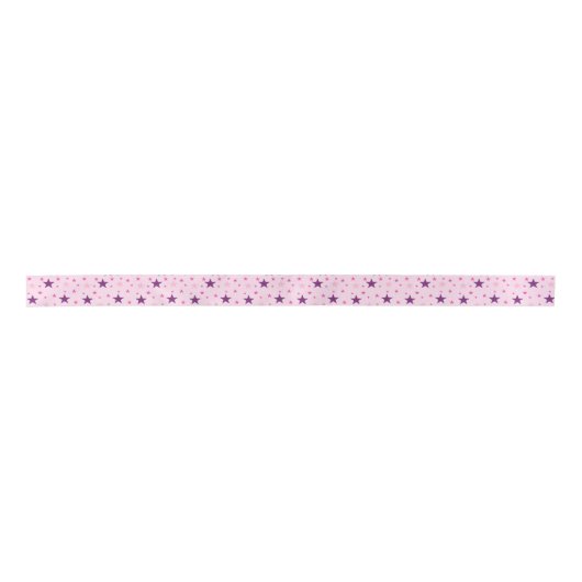 Stars pattern Pink サテンリボン (正面)