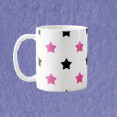 Stars Pink and Black Pattern White Background コーヒーマグカップ
