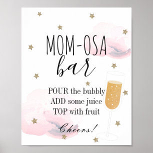 Stars & Pink Clouds Baby Shower Mom-osa Bar ポスター