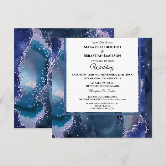 *~* Stars RSVP Website AGATE AR13 Lavender 結婚's 招待状 (正面/裏面)