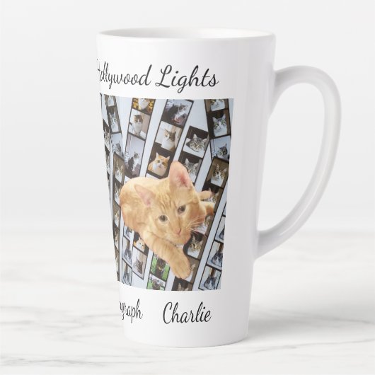 Stars Shining Hollywood Cats Photo & Pattern, Mug カフェラテマグ (右)